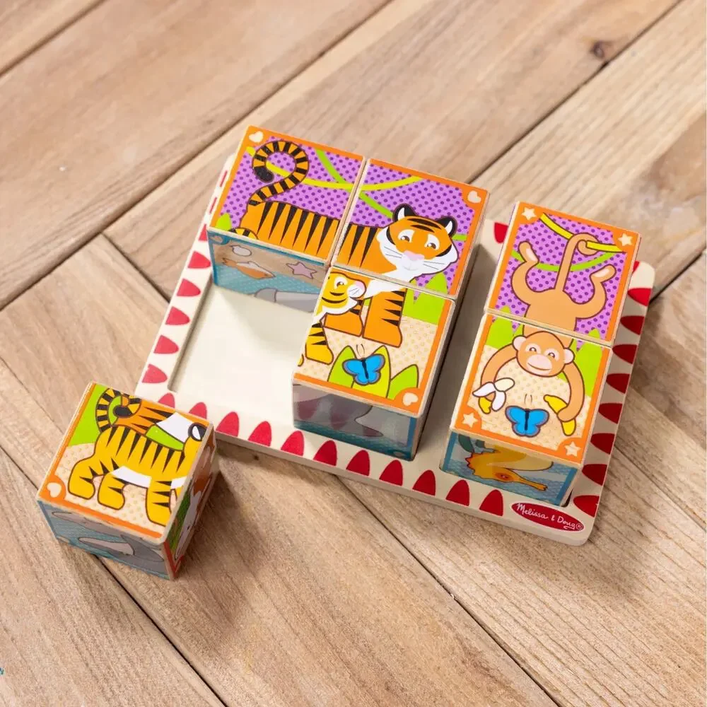 Melissa & Doug 2-in-1 Cube Puzzle Sealed Toddler Toy Wooden Cube Puzzle Animals